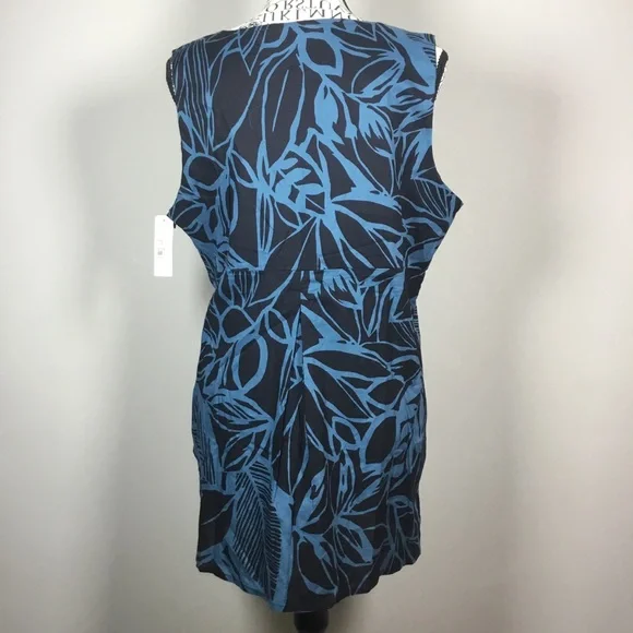 NWT A.n.a. 100% cotton sleeveless babydoll top black & blue exotic floral L - Picture 5 of 8